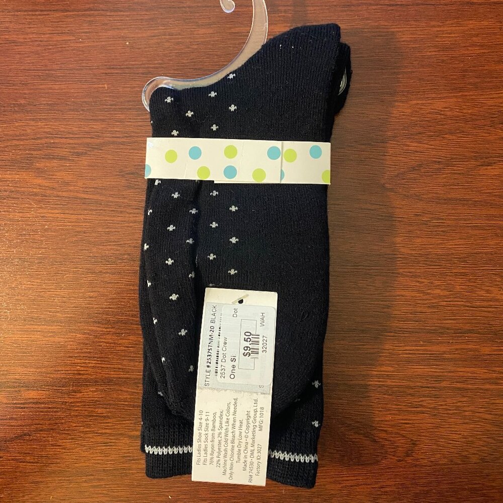 Crew-Length Socks Single Pair "DotCrew Black" - Picture 2 of 2